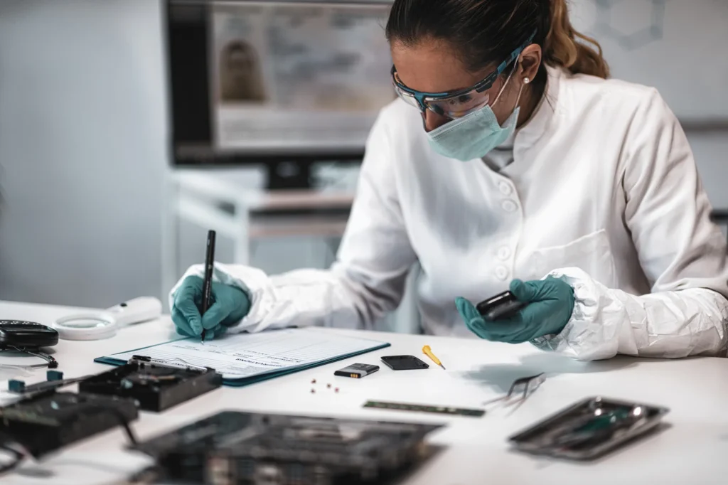 Scientist working in a forensic laboratory