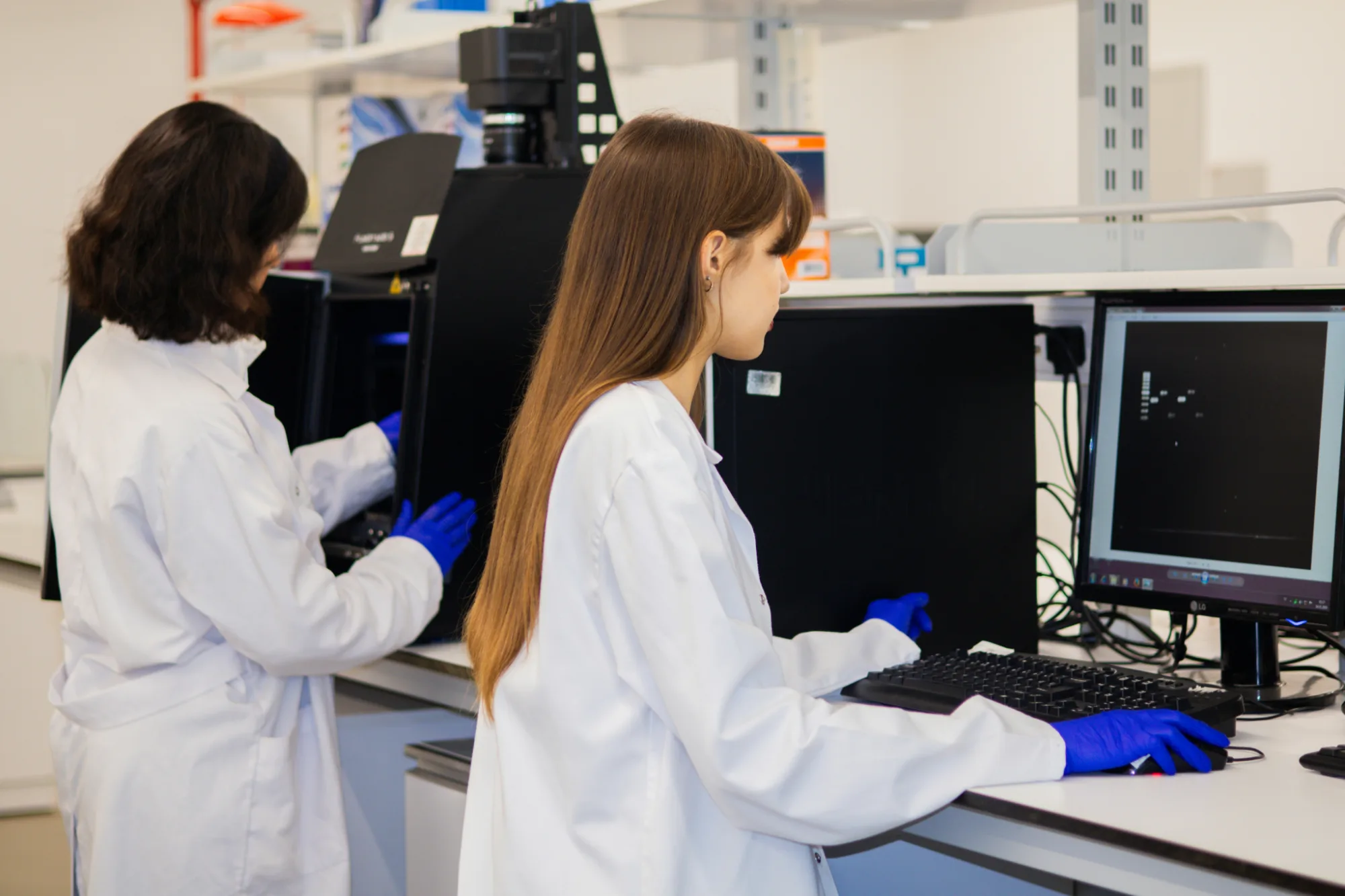 Scientist working at a laboratory bench